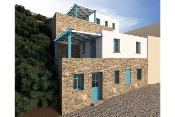 Independent addition of two-storey residence in traditional and archaeological village of Ioulida, Kea island